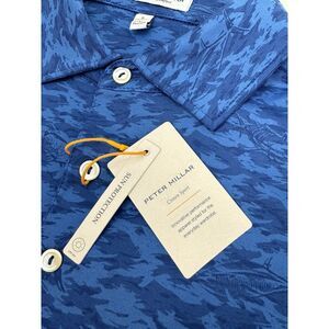NWT Peter Millar Camo Camouflage Fish Print Polo Golf Shirt Blue SMALL $110